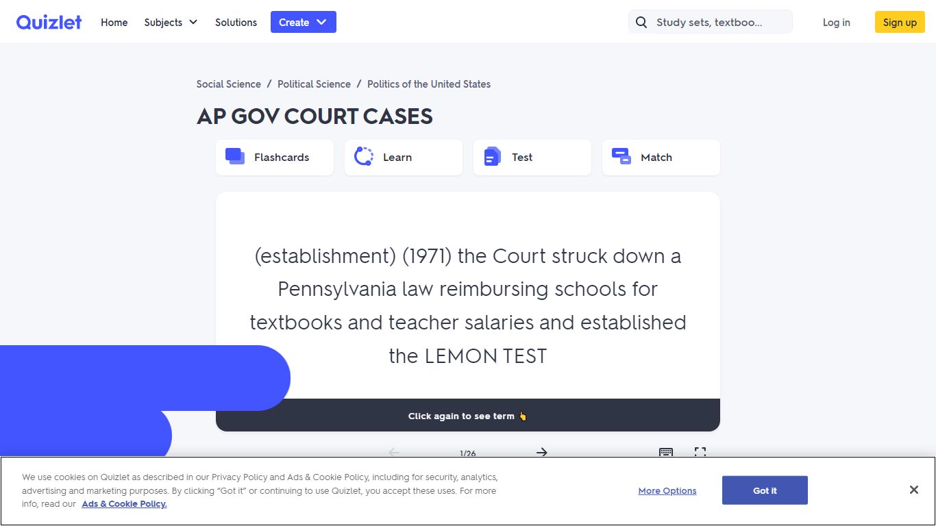 AP GOV COURT CASES Flashcards | Quizlet